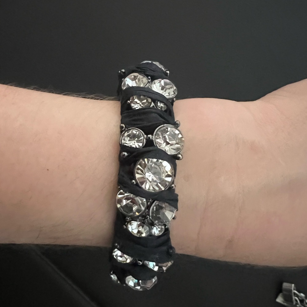 J.Crew jeweled silk ribbon bracelet NWT